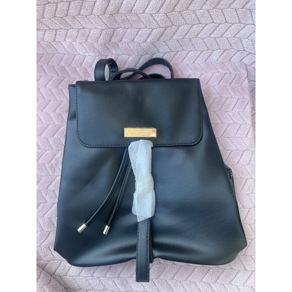 Versace Handbags - Versace Parfums Women's Backpack Bag Black/Gold Logo Zipper Closure Brand New